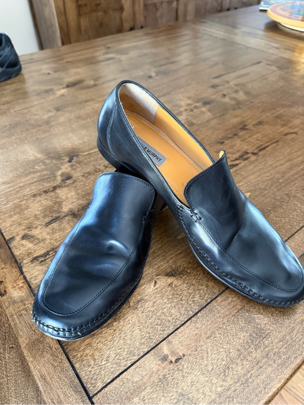 Johnston Murphy Black Leather Slip-On Men's Loafers